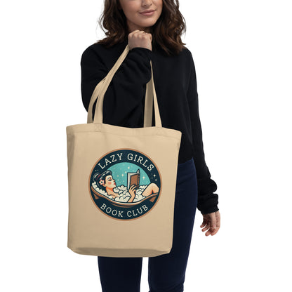 Lazy Girls Book Club Organic Cotton Tote Bag | Bookish Gift Tote for Readers - Spinsterly Co
