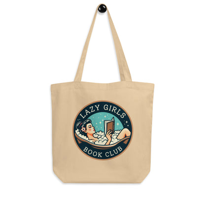 Lazy Girls Book Club Organic Cotton Tote Bag | Bookish Gift Tote for Readers - Spinsterly Co