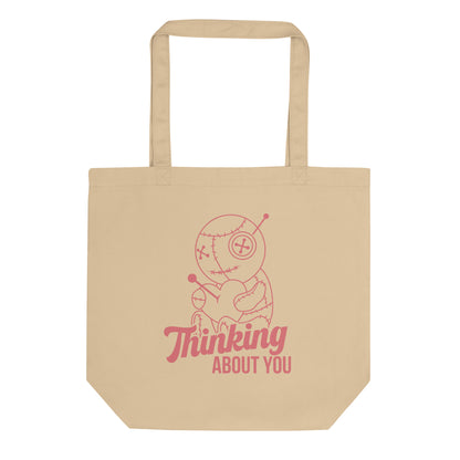 Thinking About You Voodoo Doll Tote Bag | Funny Gothic Organic Cotton Tote - Spinsterly Co