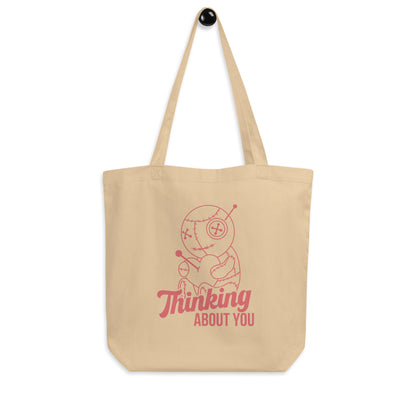 Thinking About You Voodoo Doll Tote Bag | Funny Gothic Organic Cotton Tote - Spinsterly Co