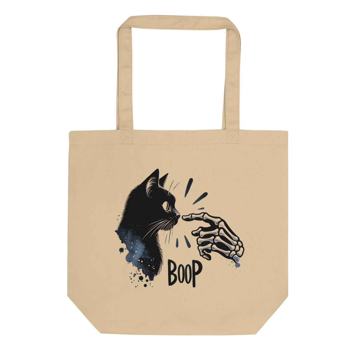 Skeleton Boop Cat Eco Tote Bag | Witchy Black Cat Organic Cotton Bag - Spinsterly Co