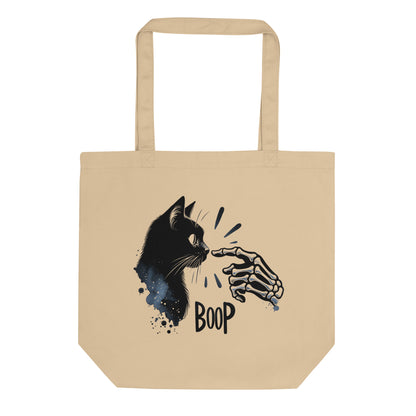 Skeleton Boop Cat Eco Tote Bag | Witchy Black Cat Organic Cotton Bag - Spinsterly Co