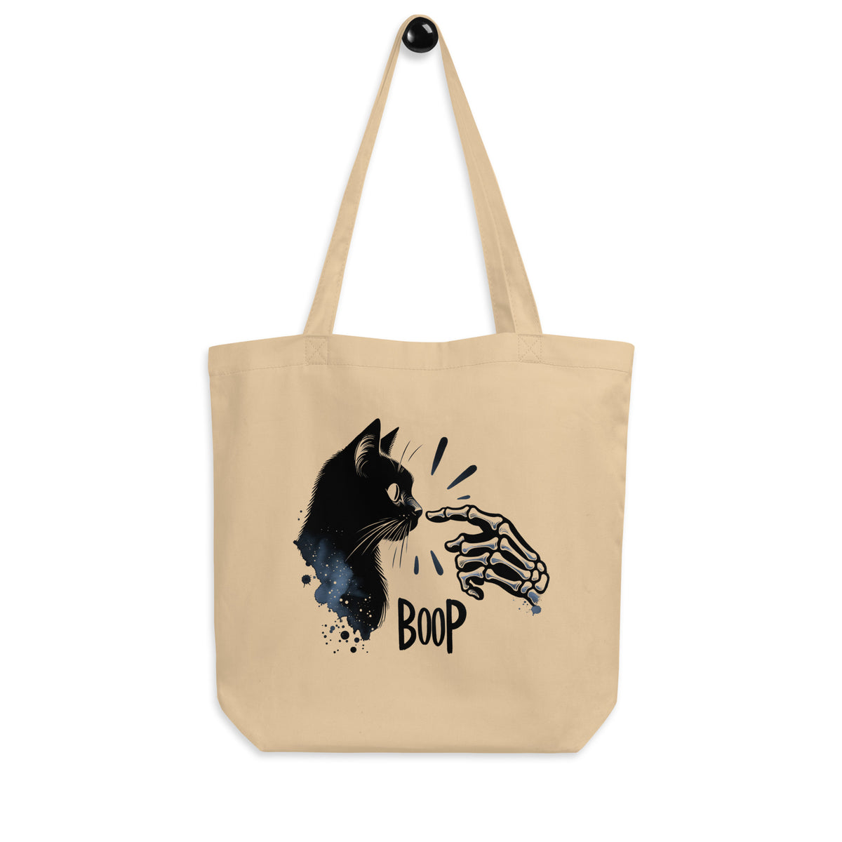 Skeleton Boop Cat Eco Tote Bag | Witchy Black Cat Organic Cotton Bag - Spinsterly Co