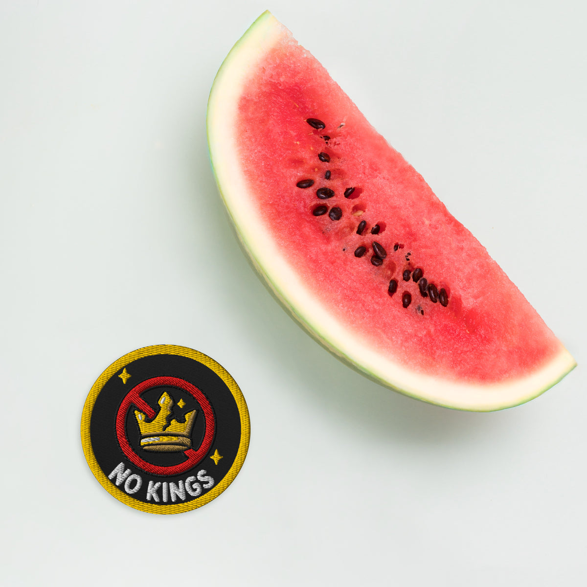 No Kings Embroidered Iron-On Patch | Anti-Authoritarian Activist Accessory - Spinsterly Co