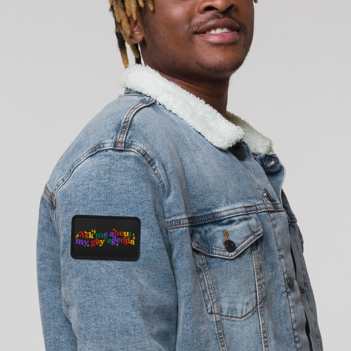 Ask Me About My Gay Agenda Embroidered Patch | LGBTQIA+ Pride Accessory - Spinsterly Co