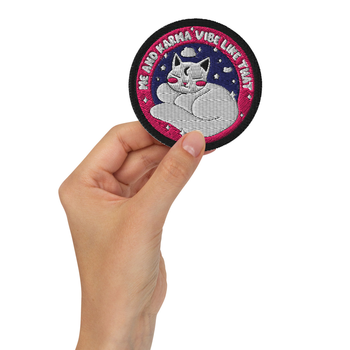 Cozy Cat Energy Embroidered Patch | Cat Lover Accessory - Spinsterly Co