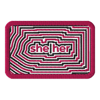 She/Her Pronoun Embroidered Patch | LGBTQIA+ Identity Accessory - Spinsterly Co