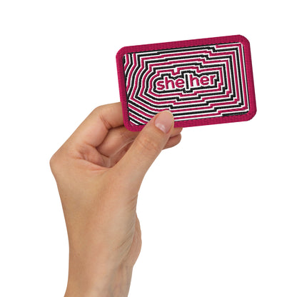 She/Her Pronoun Embroidered Patch | LGBTQIA+ Identity Accessory - Spinsterly Co