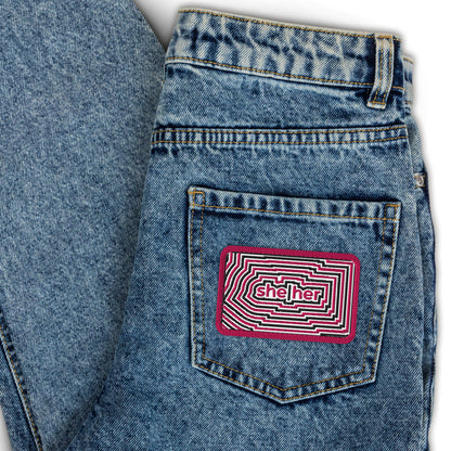 She/Her Pronoun Embroidered Patch | LGBTQIA+ Identity Accessory - Spinsterly Co