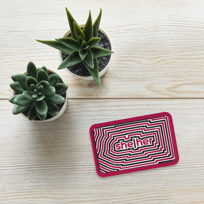 She/Her Pronoun Embroidered Patch | LGBTQIA+ Identity Accessory - Spinsterly Co
