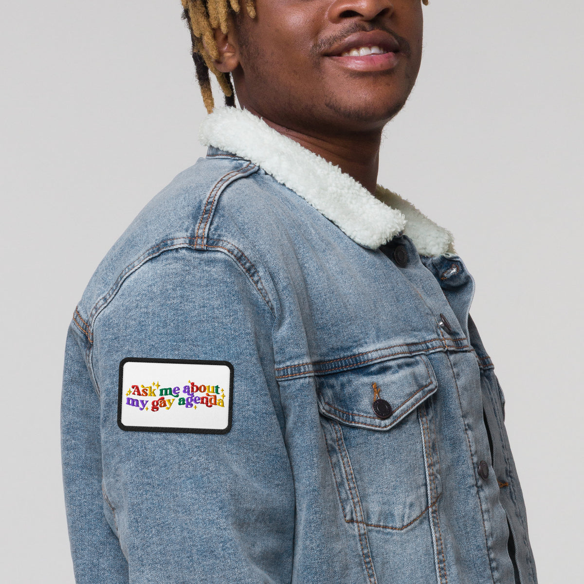Ask Me About My Gay Agenda Embroidered Patch | LGBTQIA+ Pride Accessory - Spinsterly Co