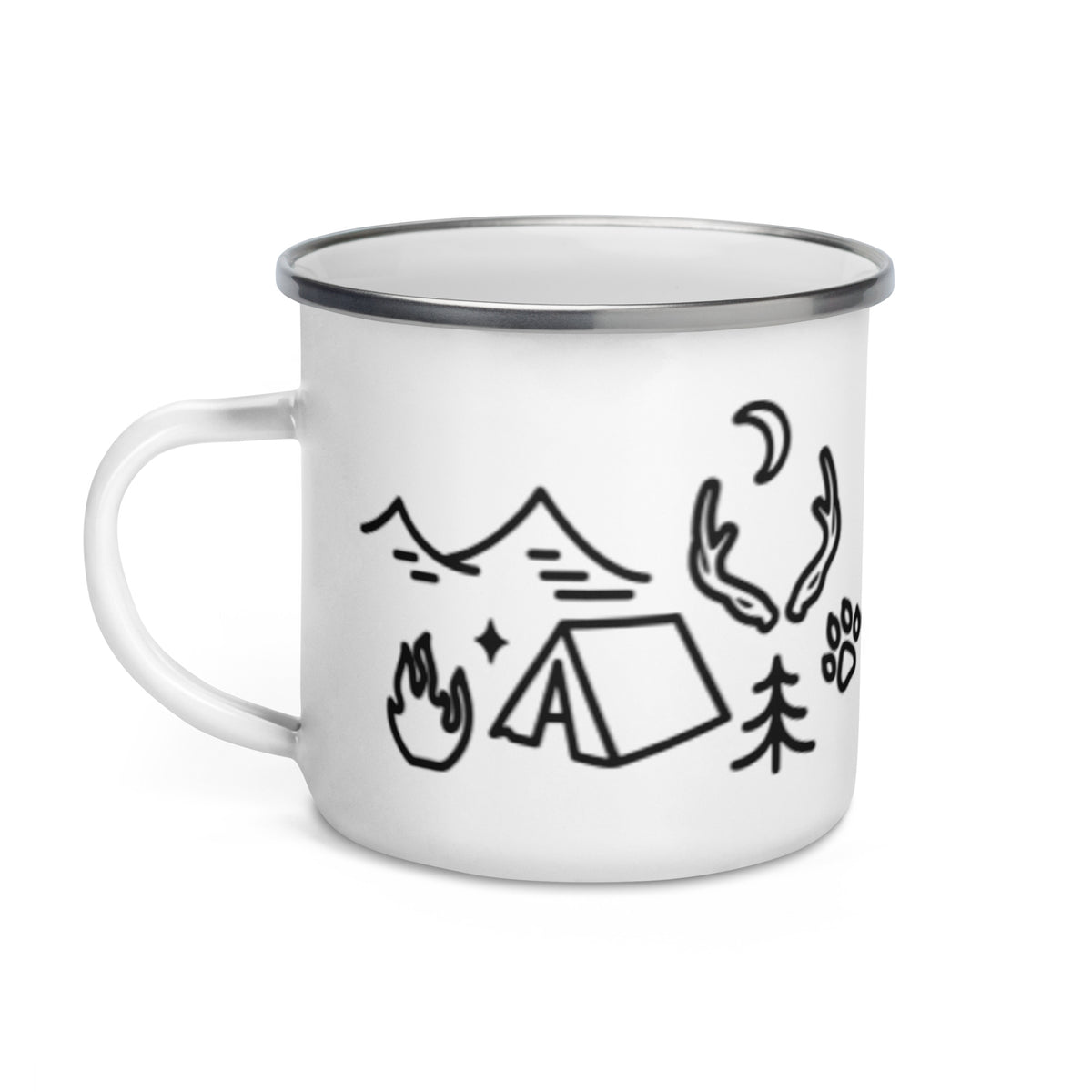 Camping Doodles Enamel Mug | Whimsical Outdoor Mug - Spinsterly Co