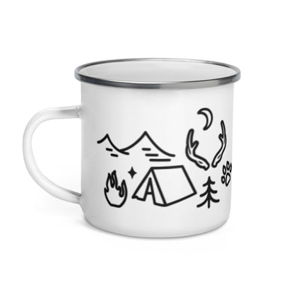 Camping Doodles Enamel Mug | Whimsical Outdoor Mug - Spinsterly Co