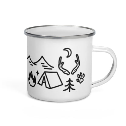 Camping Doodles Enamel Mug | Whimsical Outdoor Mug - Spinsterly Co