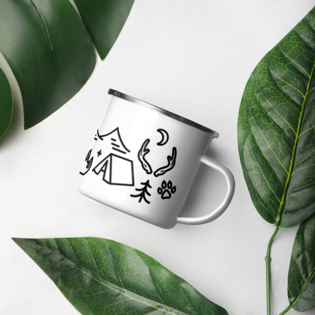Camping Doodles Enamel Mug | Whimsical Outdoor Mug - Spinsterly Co