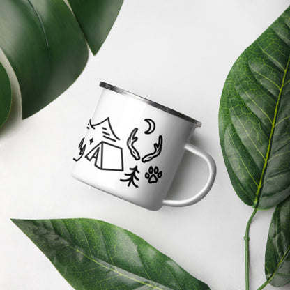 Camping Doodles Enamel Mug | Whimsical Outdoor Mug - Spinsterly Co