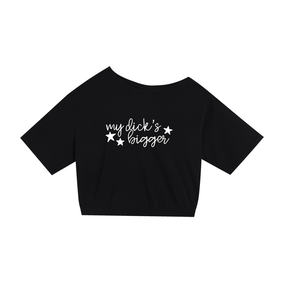 My Dick's Bigger Asymmetric Crop Tee | Embroidered Feminist Statement T-Shirt - Spinsterly Co