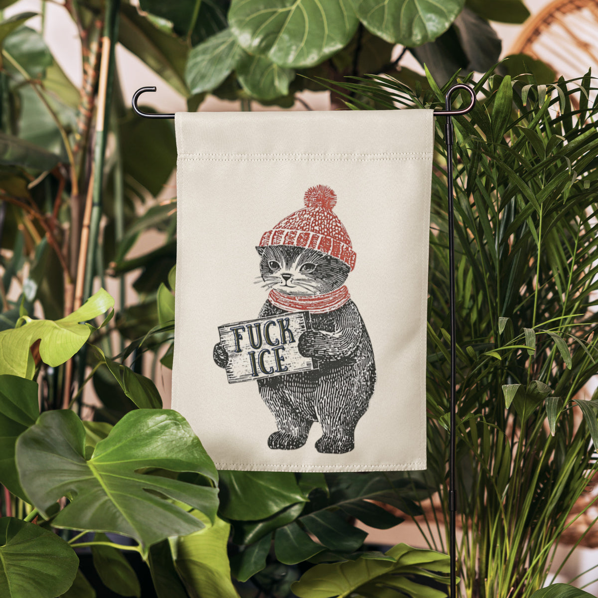 F*ck ICE Cozy Protest Cat Garden Flag | Political Activist Yard Sign - Spinsterly Co