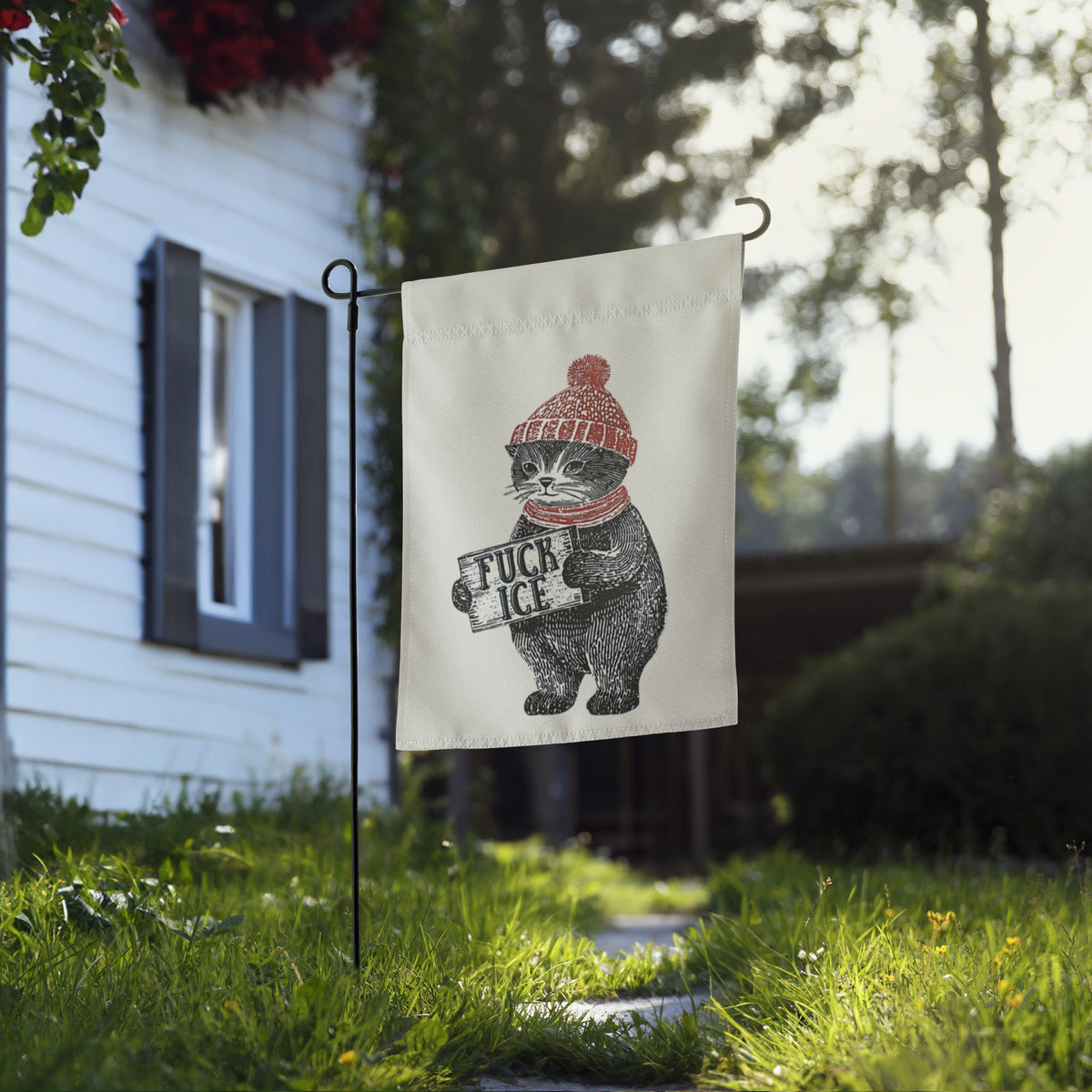 F*ck ICE Cozy Protest Cat Garden Flag | Political Activist Yard Sign - Spinsterly Co