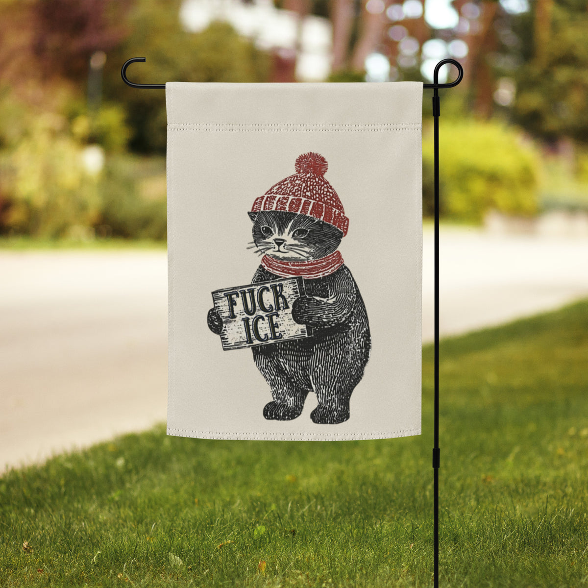 F*ck ICE Cozy Protest Cat Garden Flag | Political Activist Yard Sign - Spinsterly Co