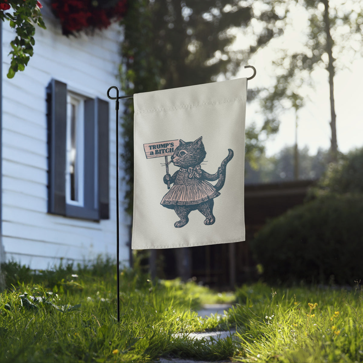 Victorian Protest Cat Garden Flag | Funny Anti-Trump Resistance Yard Sign - Spinsterly Co