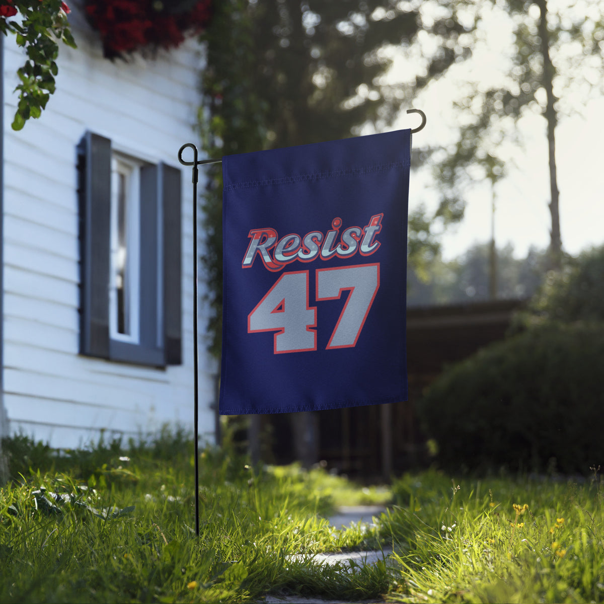 Resist 47 Varsity Jersey Political Garden Flag | Anti-Trump Resistance Yard Sign 12x17 - Spinsterly Co