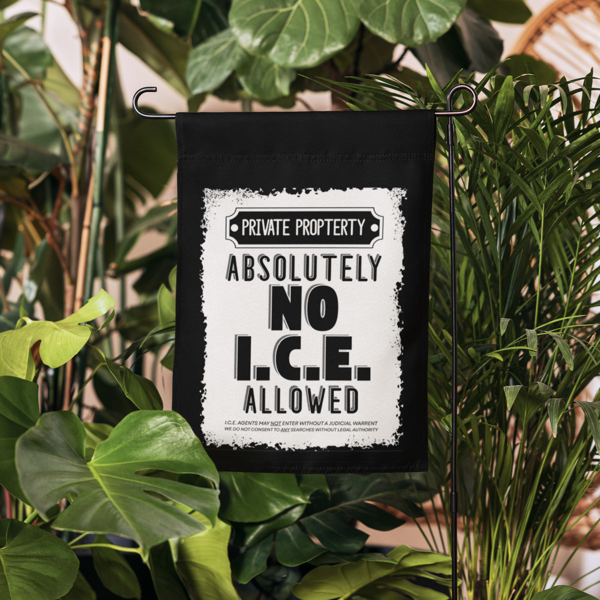 No ICE Allowed Know Your Rights Garden Flag | Immigrant Rights Yard Sign - Spinsterly Co