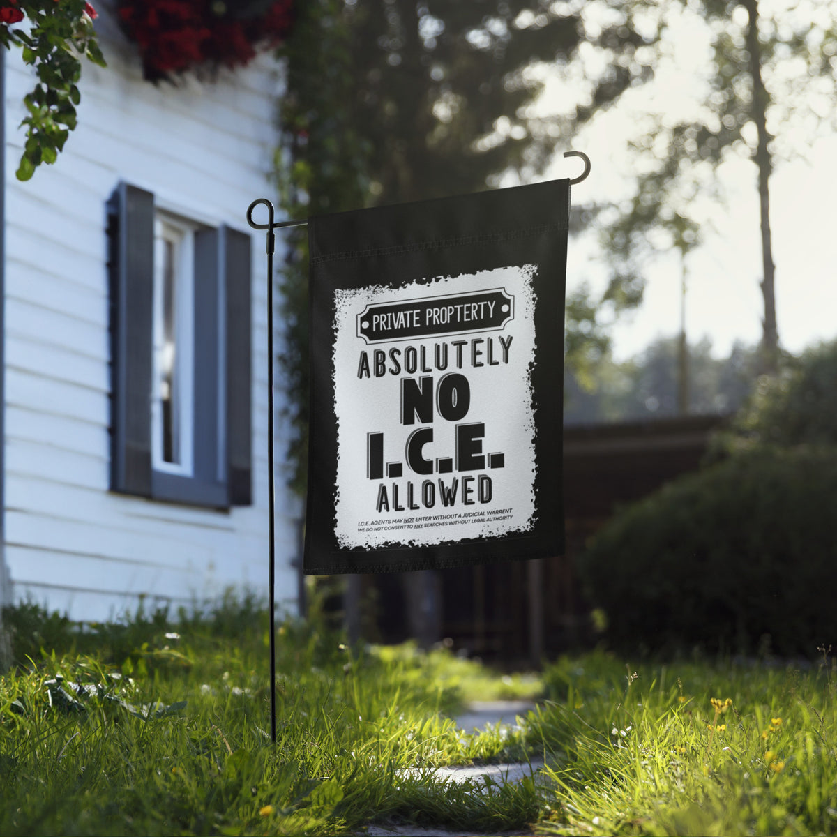 No ICE Allowed Know Your Rights Garden Flag | Immigrant Rights Yard Sign - Spinsterly Co