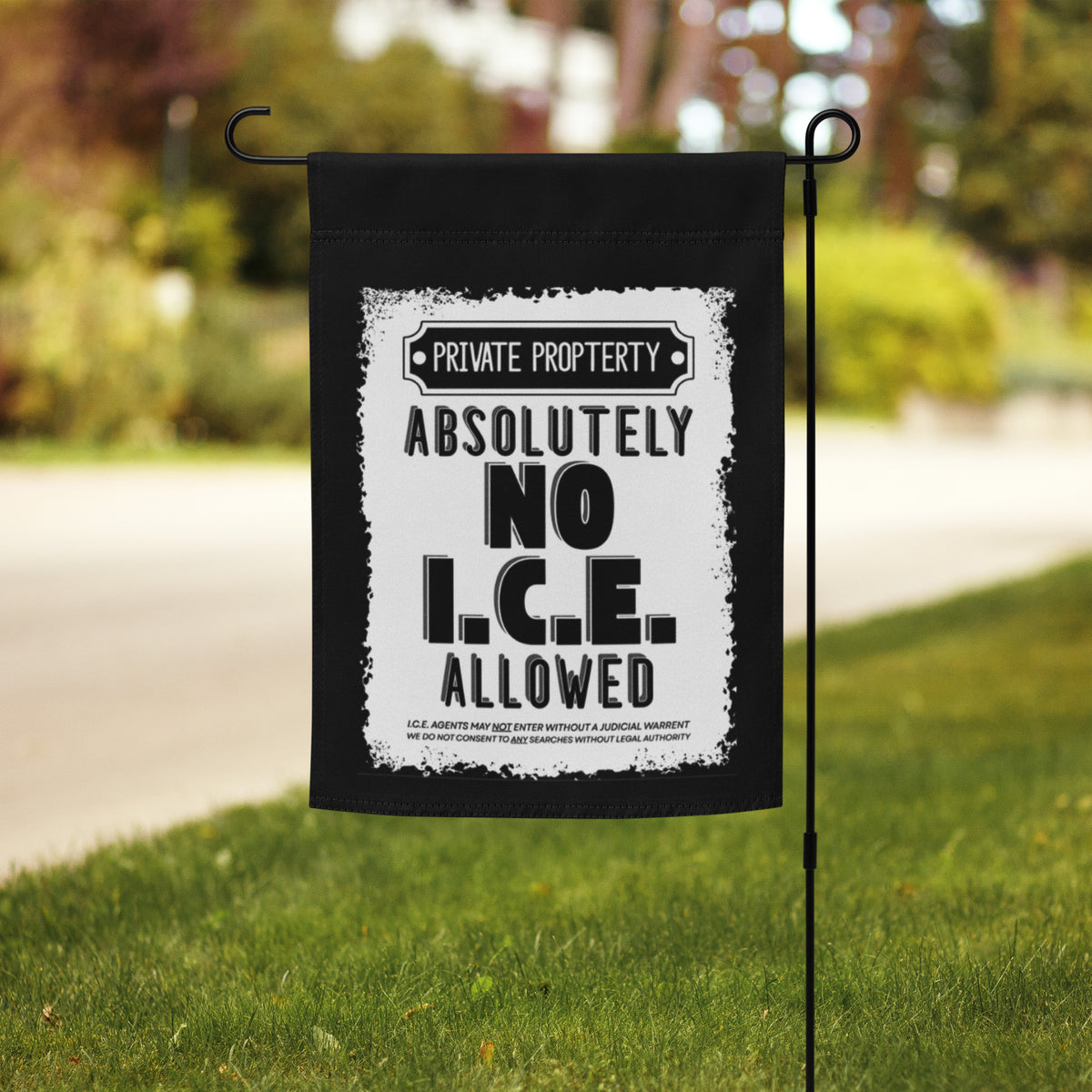 No ICE Allowed Know Your Rights Garden Flag | Immigrant Rights Yard Sign - Spinsterly Co
