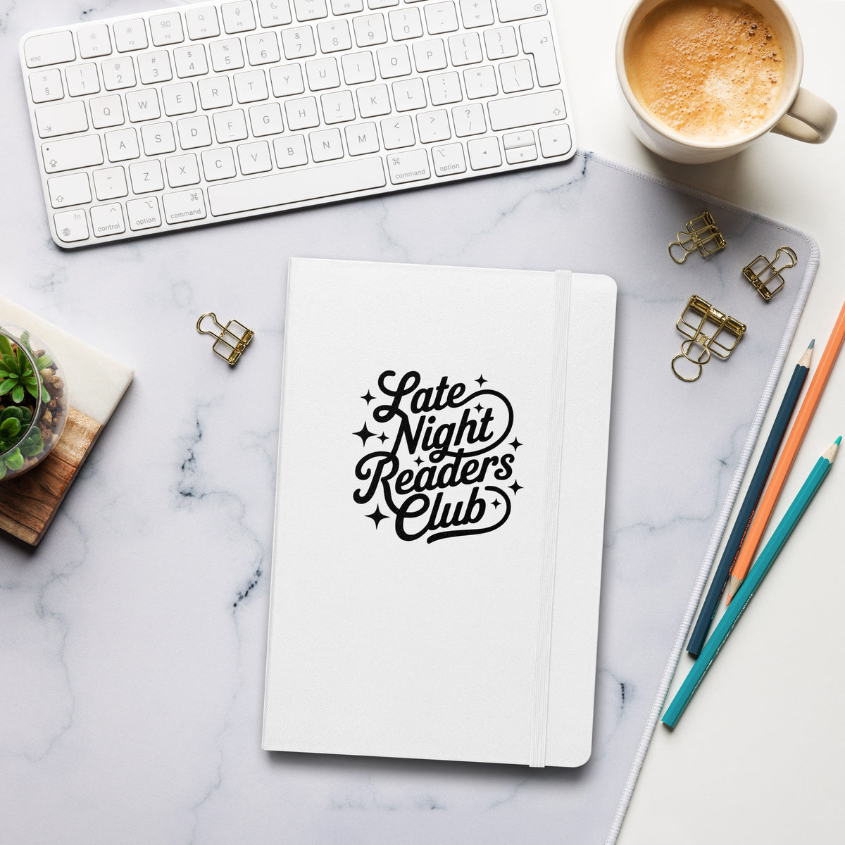 Late Night Readers Club Notebook | Bookish Retro Script Hardcover Journal - Spinsterly Co