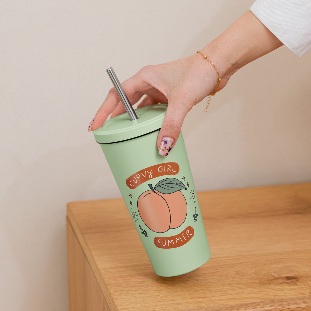 Summer Fun Insulated Tumbler with Straw | 20 oz Stainless Steel Cup - Spinsterly Co