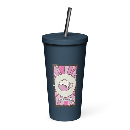 The Hot Choc Tarot Card Tumbler | 20 oz Insulated Stainless Steel Tumbler with Straw - Spinsterly Co