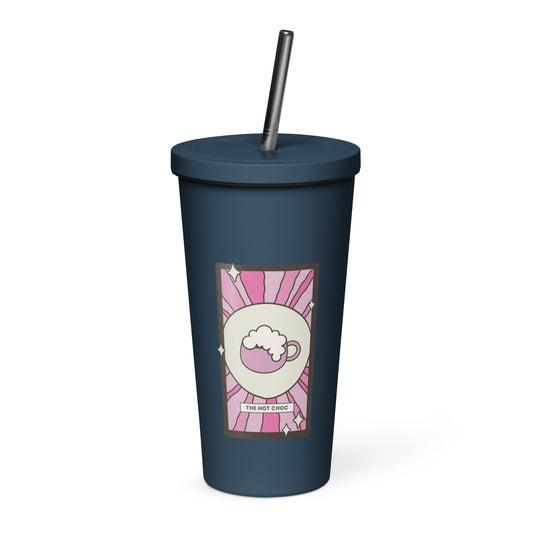 The Hot Choc Tarot Card Tumbler | 20 oz Insulated Stainless Steel Tumbler with Straw - Spinsterly Co