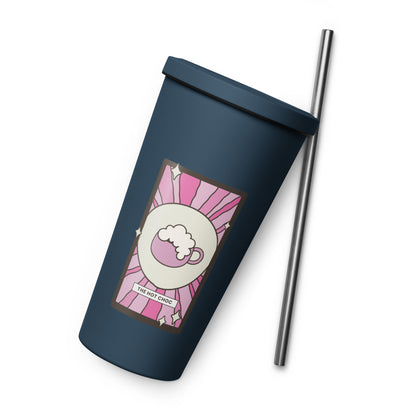 The Hot Choc Tarot Card Tumbler | 20 oz Insulated Stainless Steel Tumbler with Straw - Spinsterly Co