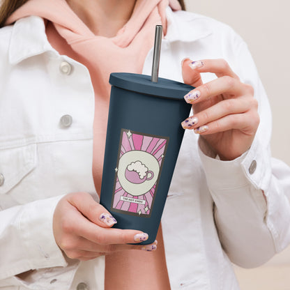The Hot Choc Tarot Card Tumbler | 20 oz Insulated Stainless Steel Tumbler with Straw - Spinsterly Co