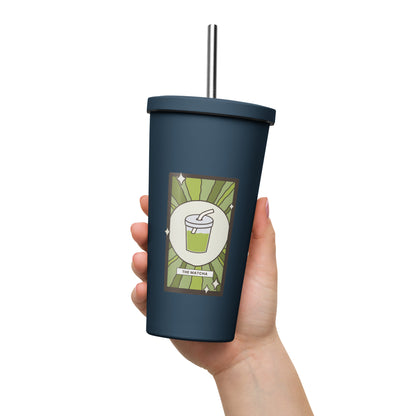 The Matcha Tarot Card Tumbler | 20 oz Insulated Stainless Steel Tumbler with Straw - Spinsterly Co