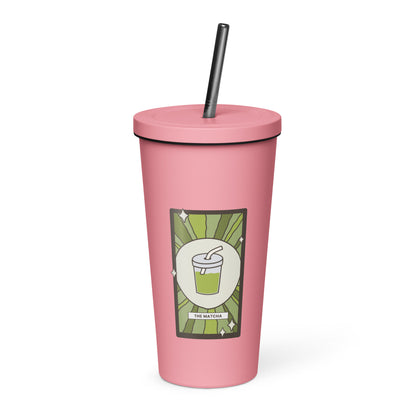The Matcha Tarot Card Tumbler | 20 oz Insulated Stainless Steel Tumbler with Straw - Spinsterly Co