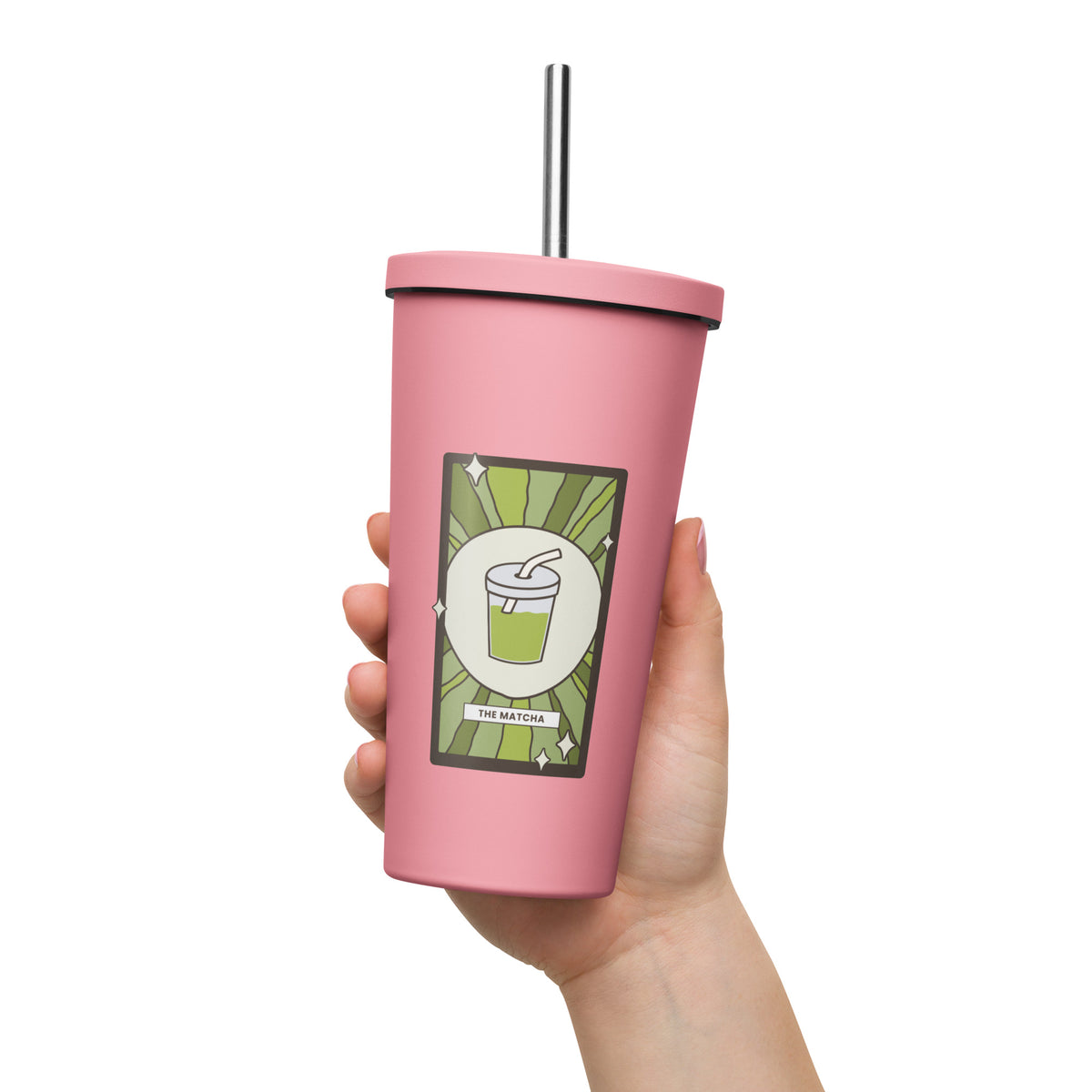 The Matcha Tarot Card Tumbler | 20 oz Insulated Stainless Steel Tumbler with Straw - Spinsterly Co