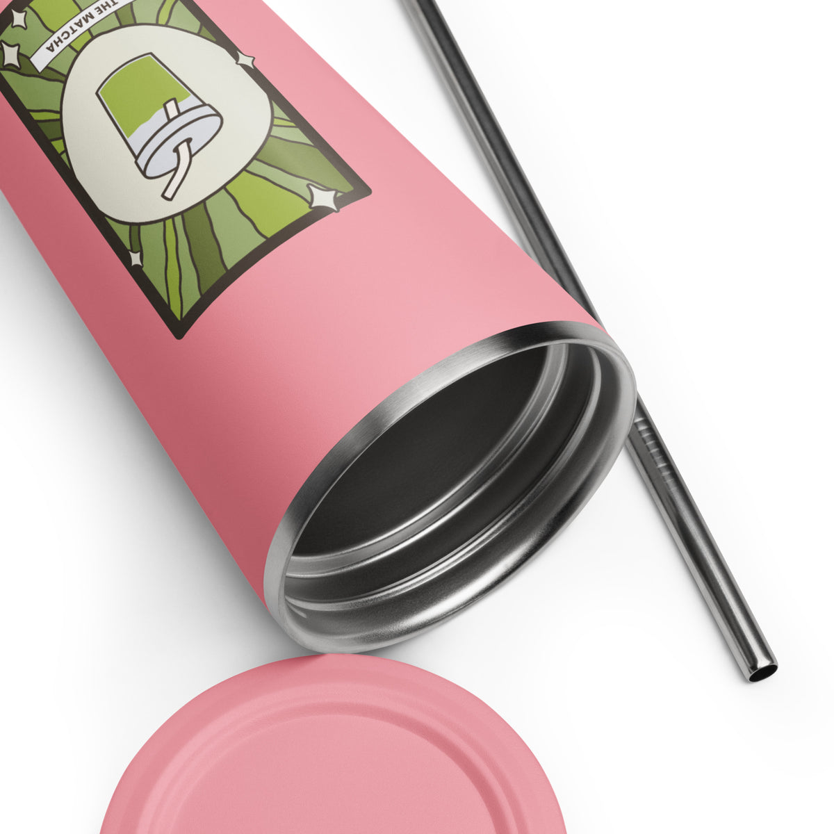 The Matcha Tarot Card Tumbler | 20 oz Insulated Stainless Steel Tumbler with Straw - Spinsterly Co