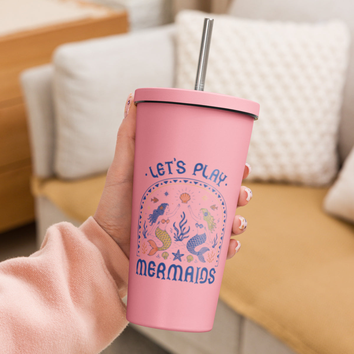 Let’s Play Mermaids Insulated Tumbler | 20 oz Mermaid Straw Cup - Spinsterly Co