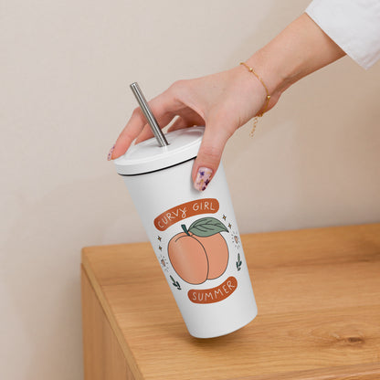 Summer Fun Insulated Tumbler with Straw | 20 oz Stainless Steel Cup - Spinsterly Co