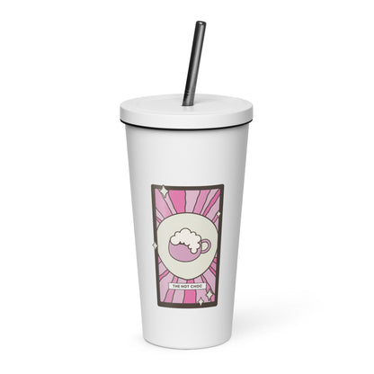 The Hot Choc Tarot Card Tumbler | 20 oz Insulated Stainless Steel Tumbler with Straw - Spinsterly Co