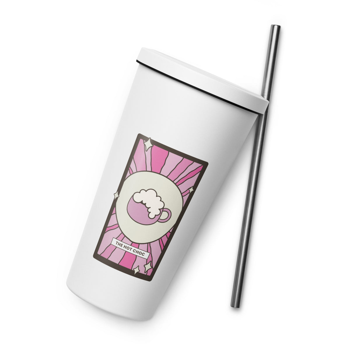 The Hot Choc Tarot Card Tumbler | 20 oz Insulated Stainless Steel Tumbler with Straw - Spinsterly Co
