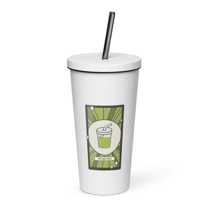 The Matcha Tarot Card Tumbler | 20 oz Insulated Stainless Steel Tumbler with Straw - Spinsterly Co