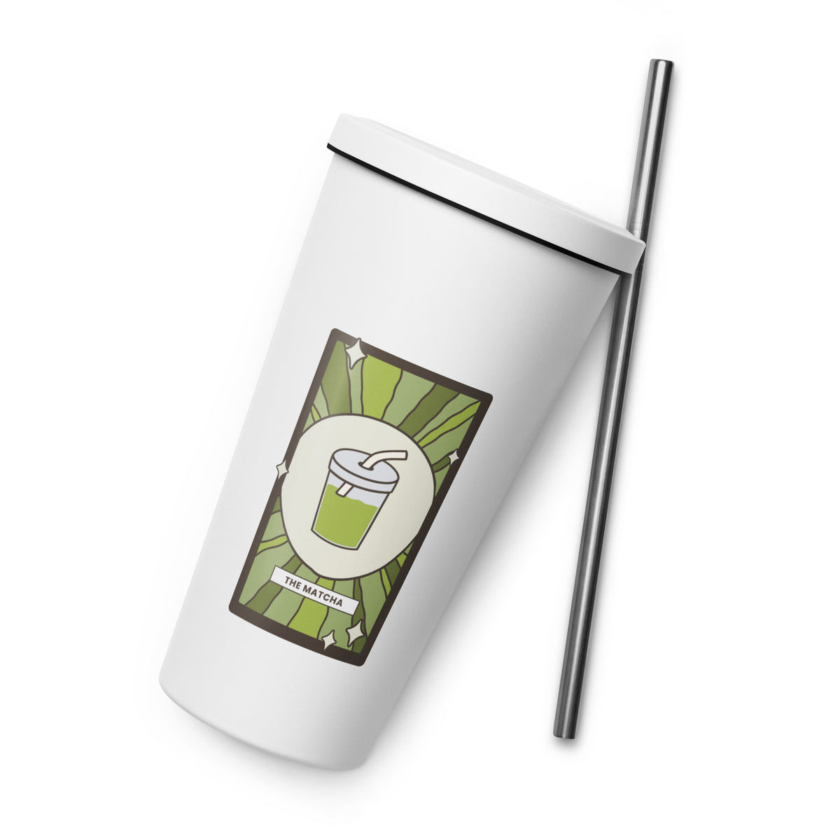 The Matcha Tarot Card Tumbler | 20 oz Insulated Stainless Steel Tumbler with Straw - Spinsterly Co