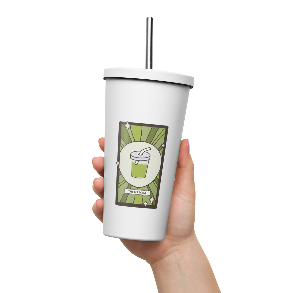 The Matcha Tarot Card Tumbler | 20 oz Insulated Stainless Steel Tumbler with Straw - Spinsterly Co