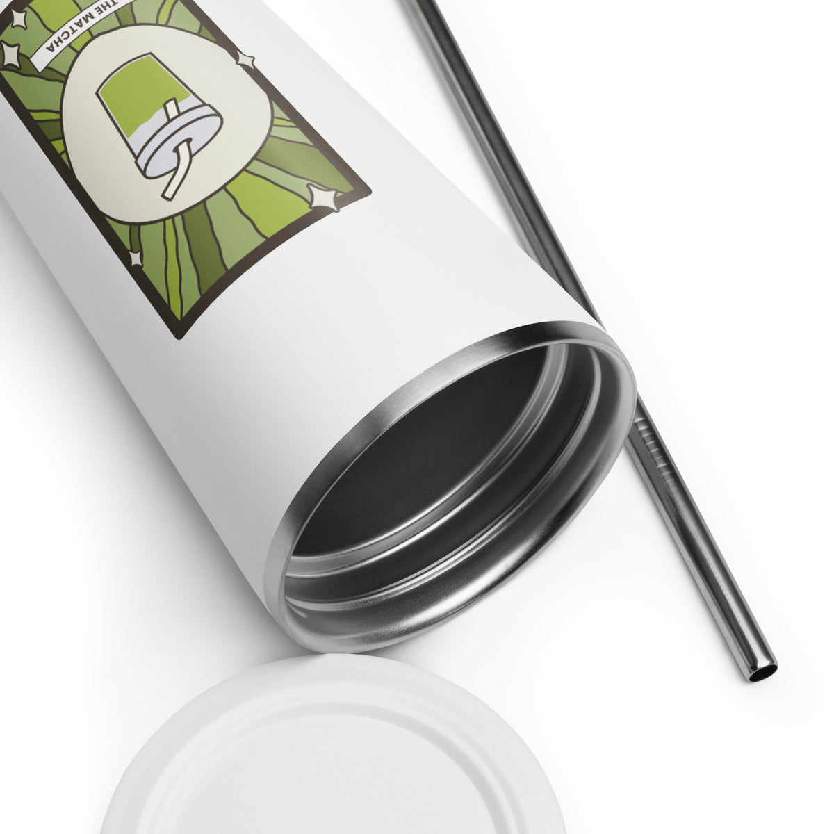 The Matcha Tarot Card Tumbler | 20 oz Insulated Stainless Steel Tumbler with Straw - Spinsterly Co