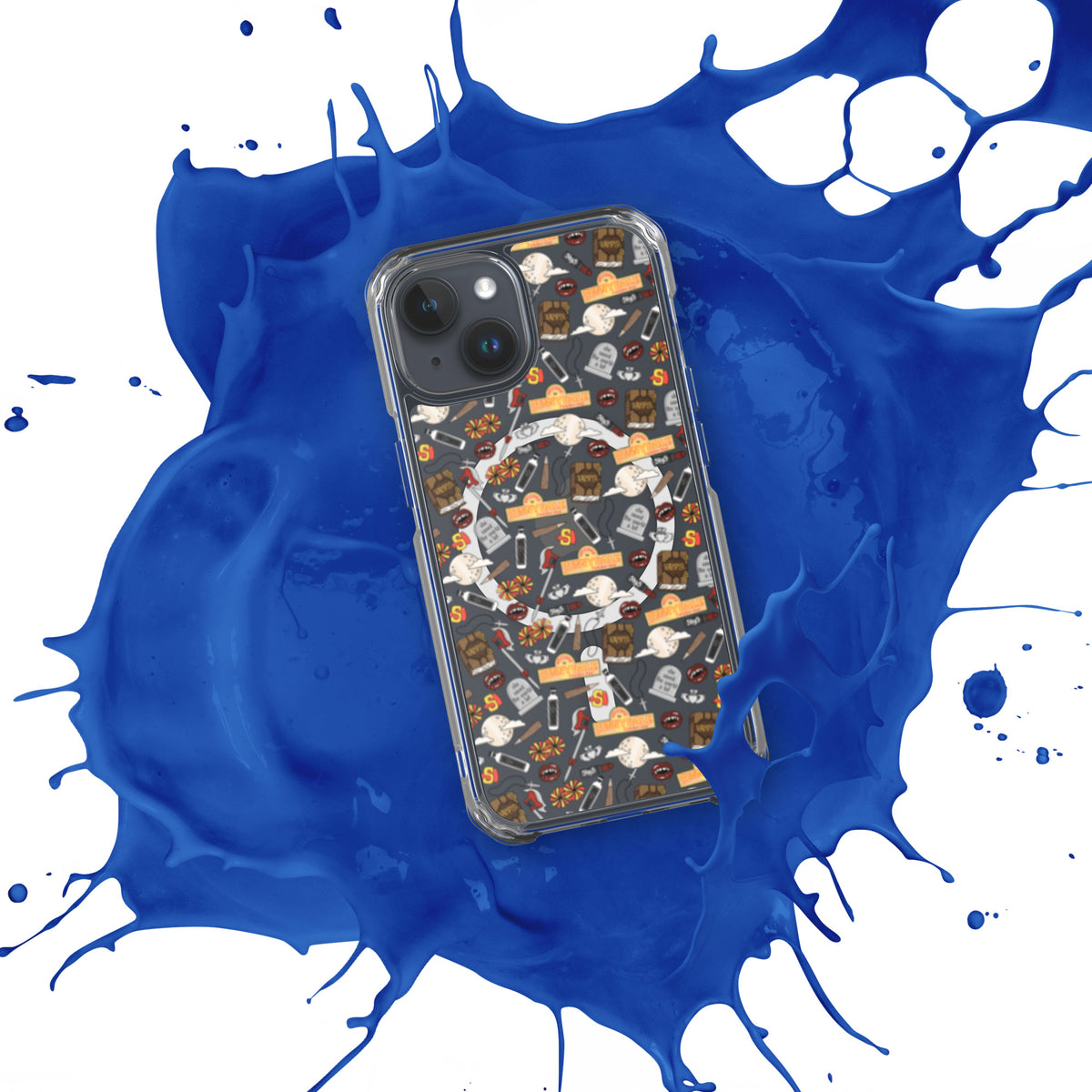 Spooky Vampire Slayer Clear MagSafe Case | Horror Collage iPhone Case - Spinsterly Co