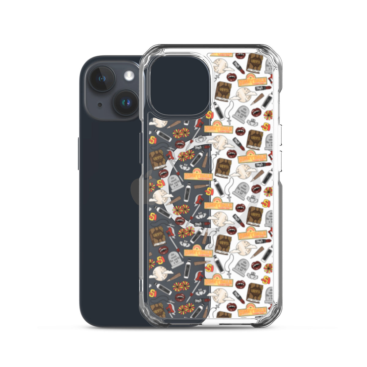 Spooky Vampire Slayer Clear MagSafe Case | Horror Collage iPhone Case - Spinsterly Co