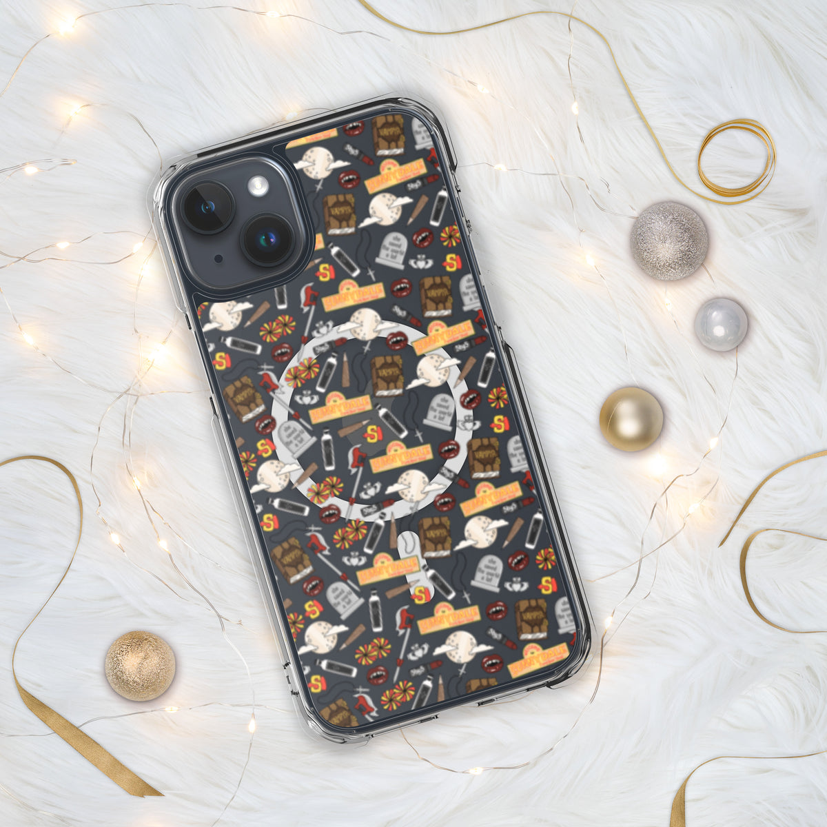Spooky Vampire Slayer Clear MagSafe Case | Horror Collage iPhone Case - Spinsterly Co